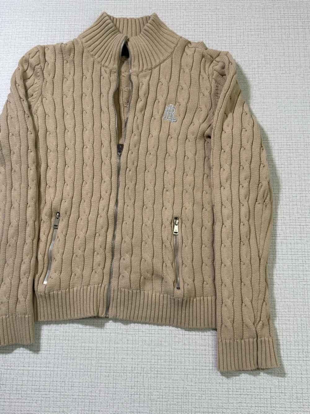 Ralph Lauren Cable-Knit Zip Cardigan in Taupe - Picture 3 of 7